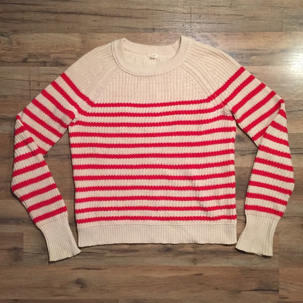 J. CREW red & cream stripe nautical sweater M